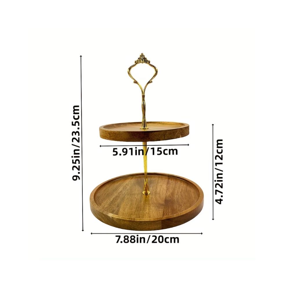 Présentoir médiéval à deux étages avec poignée dorée – Image 1