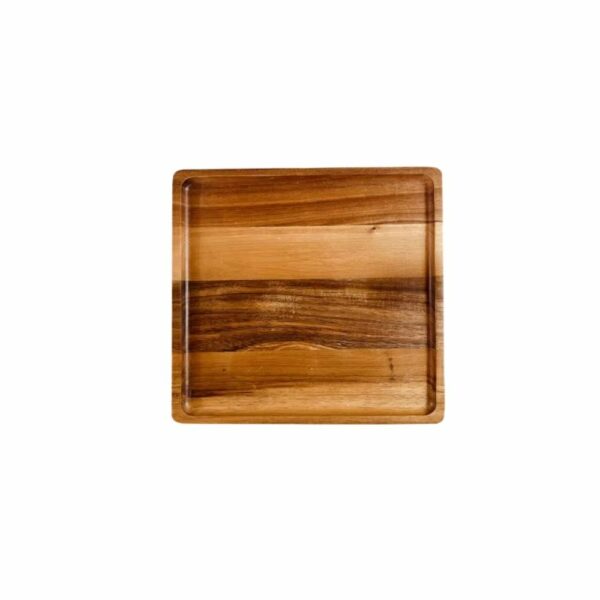Plateau carré médiéval en bois d'acacia
