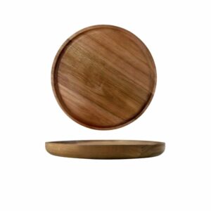 Grande assiette ronde médiévale en acacia – Image 1