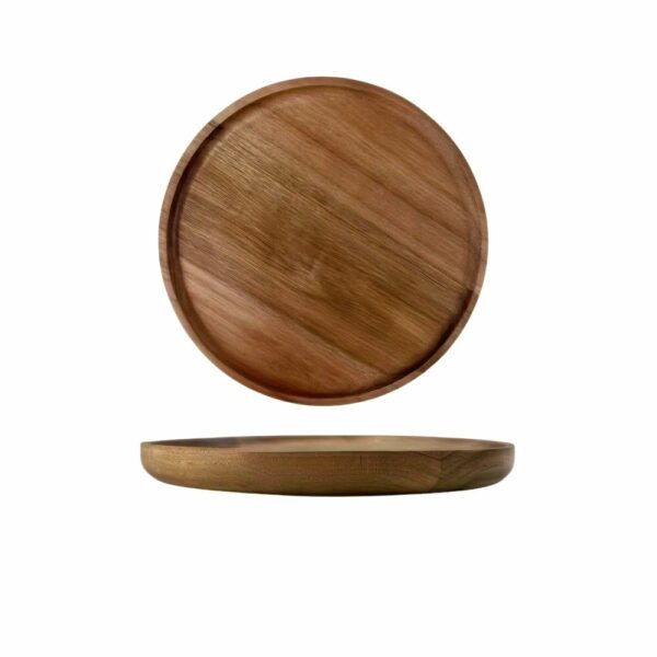 Grande assiette ronde médiévale en acacia