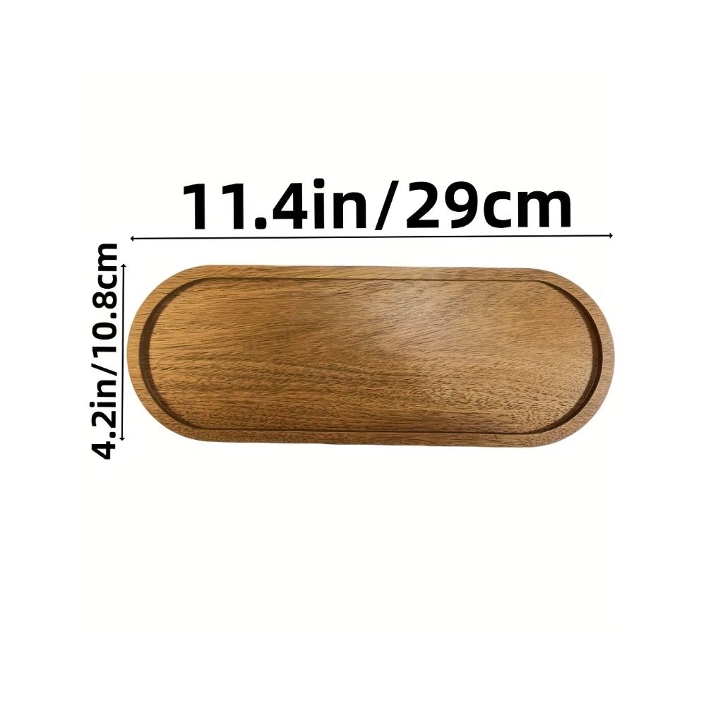 Grand plateau médiéval arrondi en acacia – 29 cm – Image 2