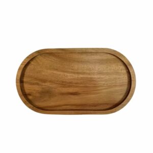 Petit plateau ovale médiéval en bois d'acacia – Image 1