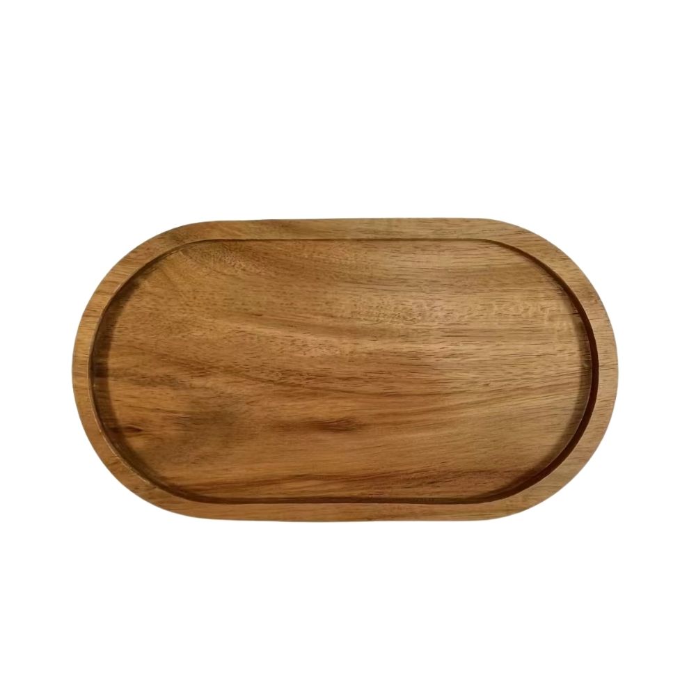 Petit plateau ovale médiéval en bois d