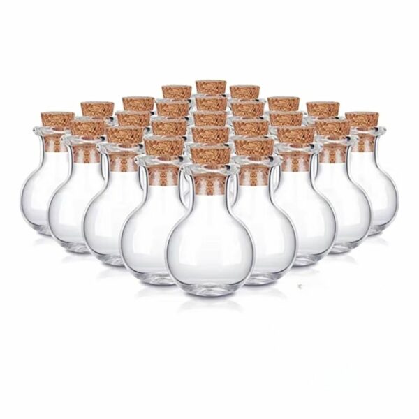 Lot de fioles médiévales en verre avec bouchons en liège