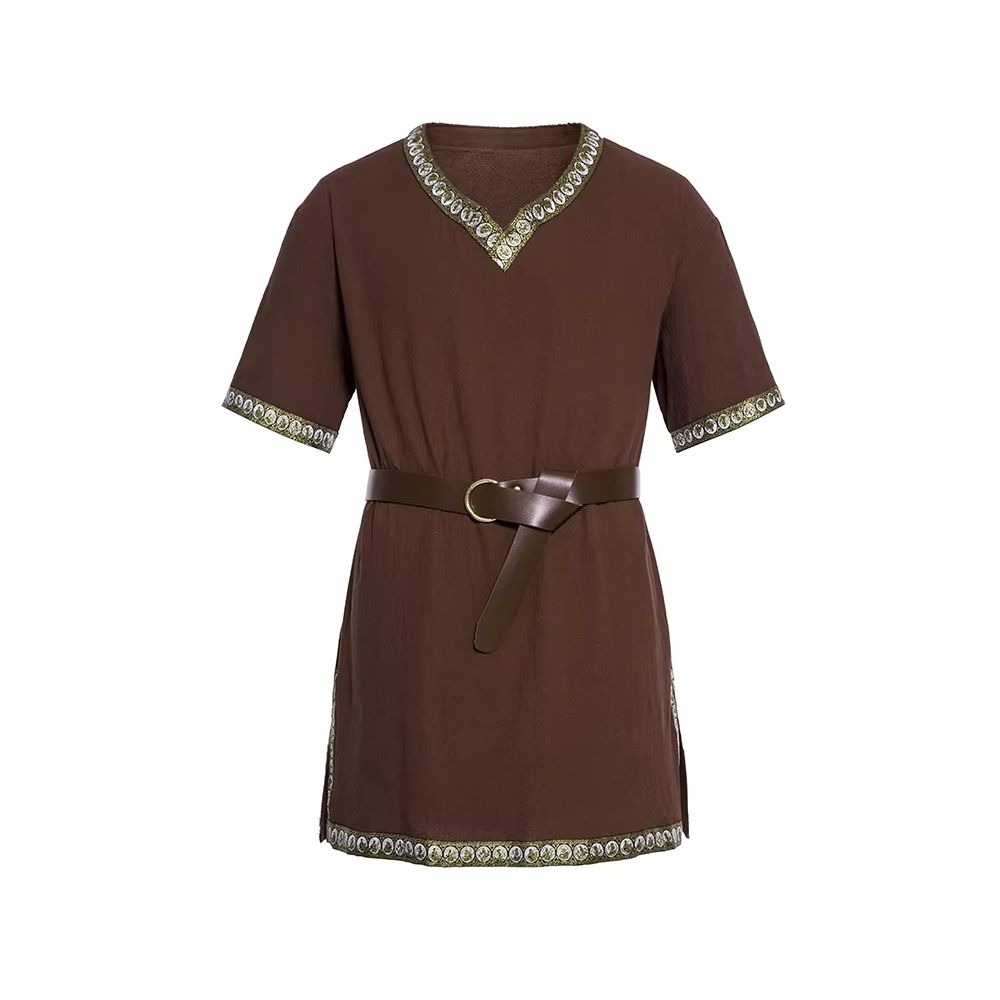 Tunique médiévale homme marron avec ceinture – Image 1