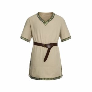 Tunique médiévale homme beige avec ceinture