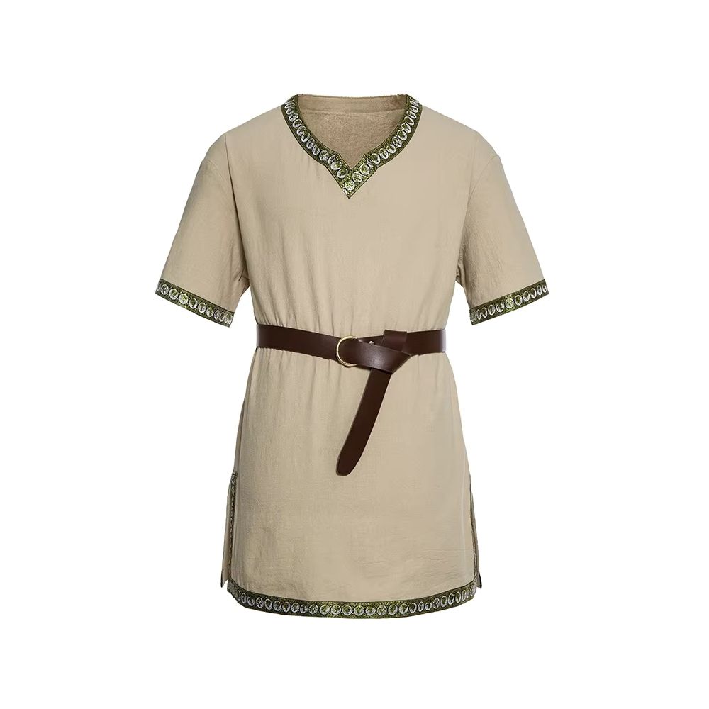 Tunique médiévale homme beige avec ceinture – Image 1