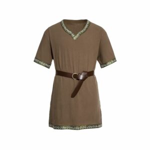 Tunique médiévale homme brun clair avec ceinture