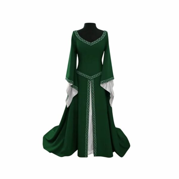 Robe médiévale verte à manches évasées