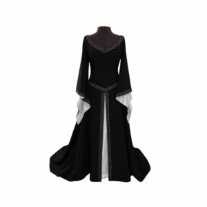 Robe médiévale noire à manches évasées – Image 1