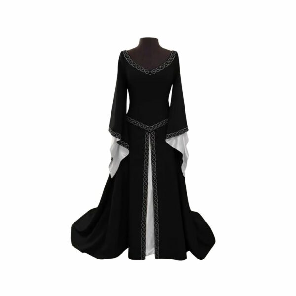 Robe médiévale noire à manches évasées