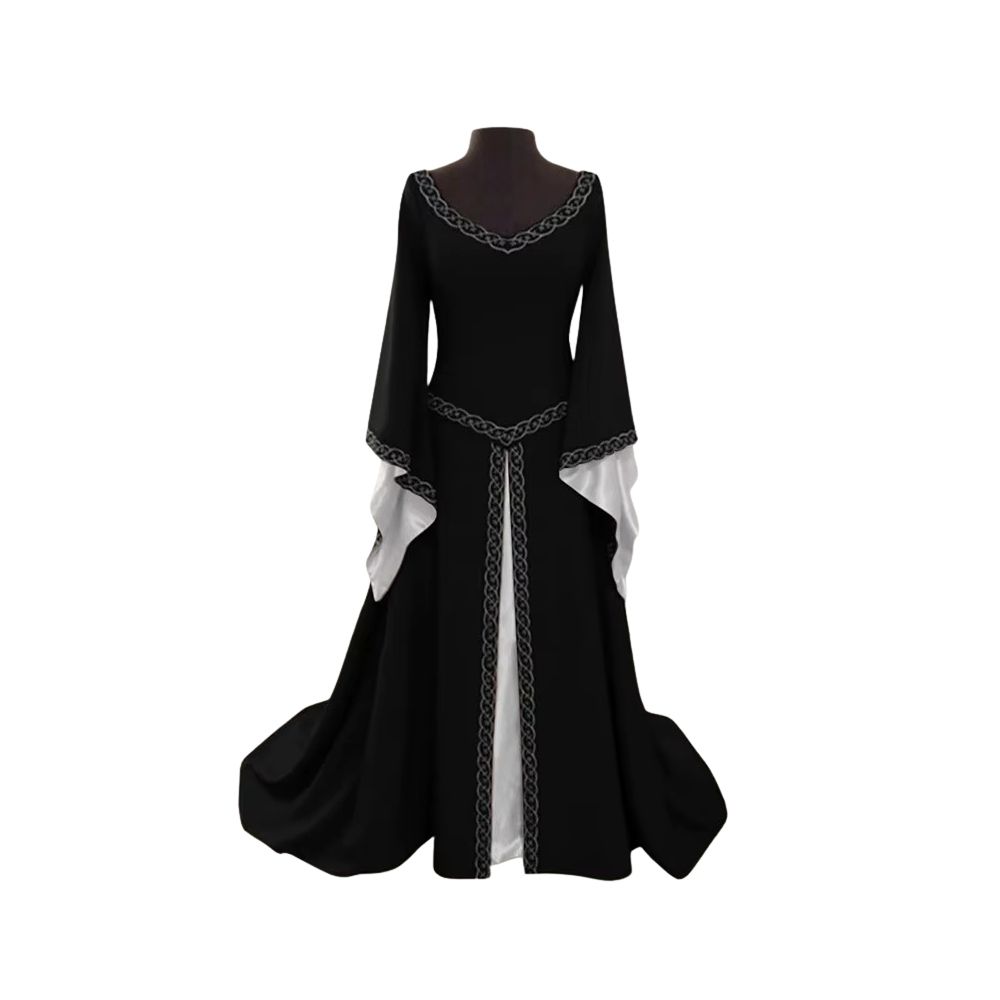 Robe médiévale noire à manches évasées – Image 1