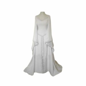 Robe médiévale blanche à manches évasées – Image 1