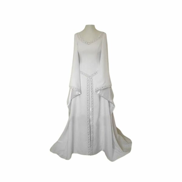 Robe médiévale blanche à manches évasées