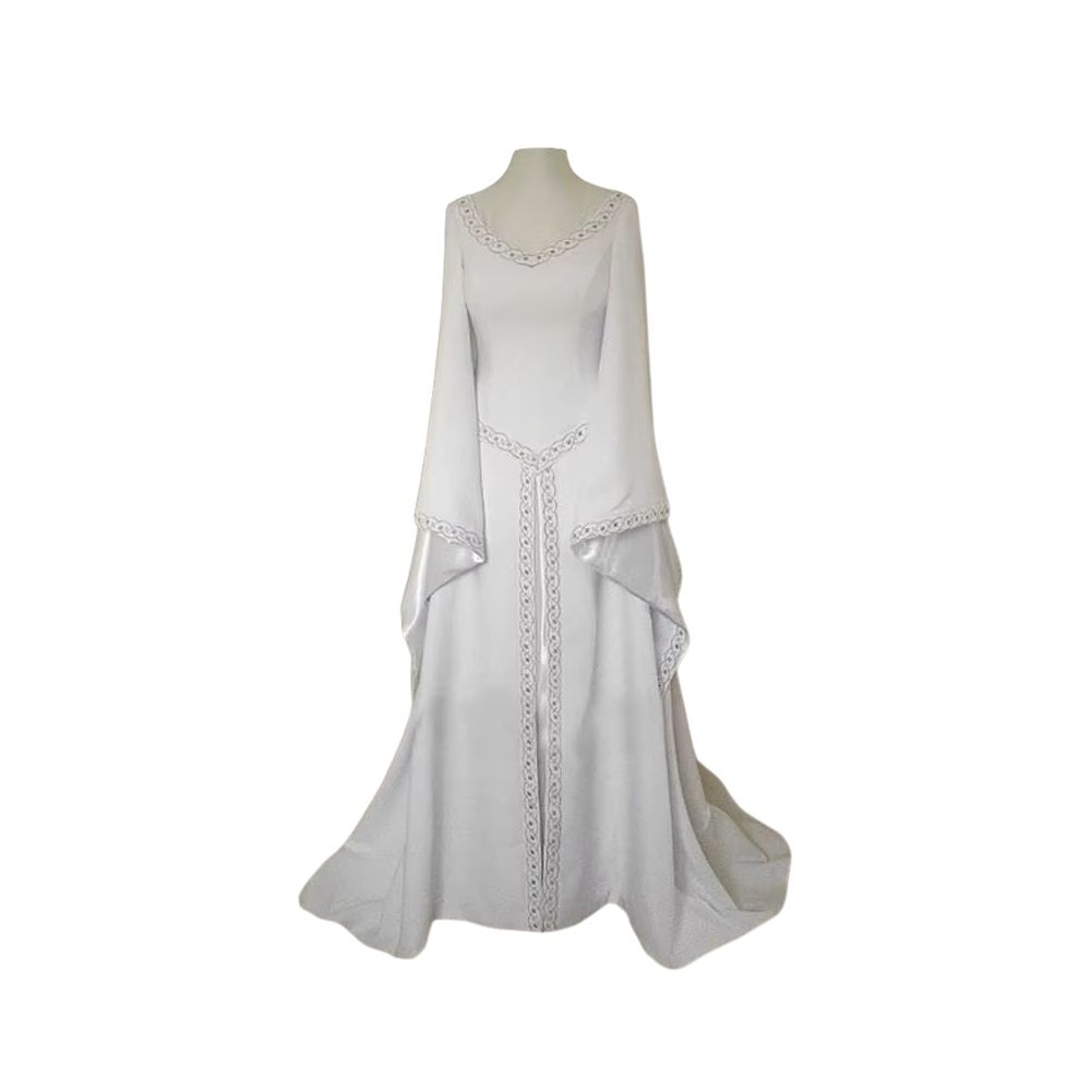 Robe médiévale blanche à manches évasées – Image 1
