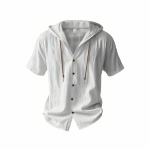 Chemise médiévale à capuche manches courtes blanche
