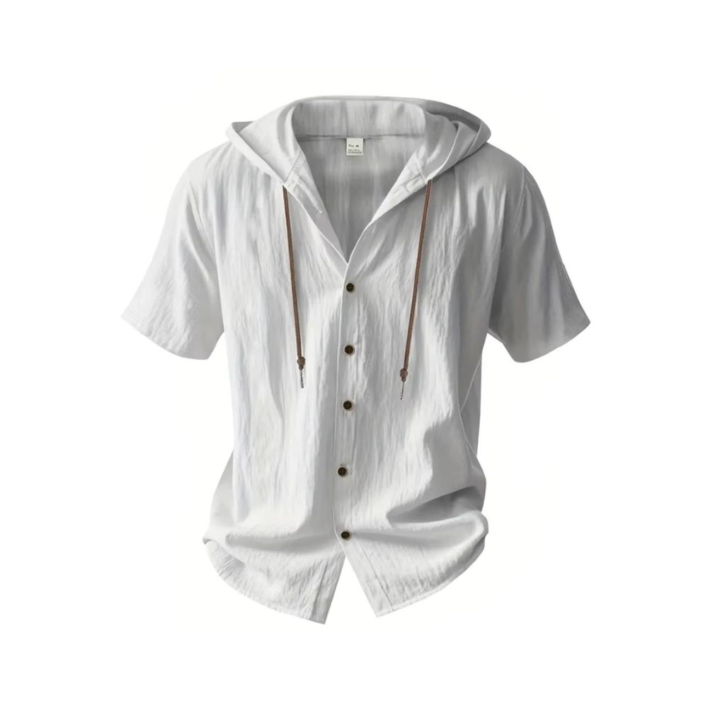Chemise médiévale à capuche manches courtes blanche – Image 1