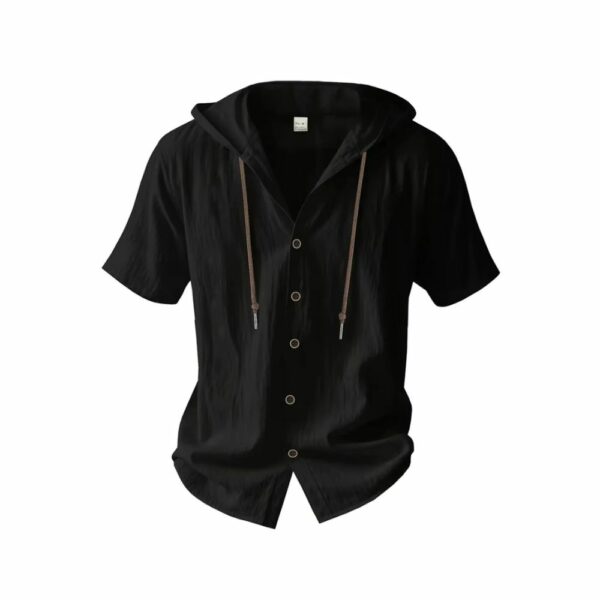 Chemise médiévale à capuche manches courtes noire