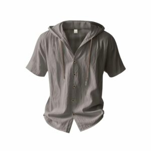 Chemise médiévale à capuche manches courtes grise