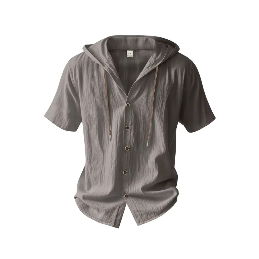 Chemise médiévale à capuche manches courtes grise – Image 1